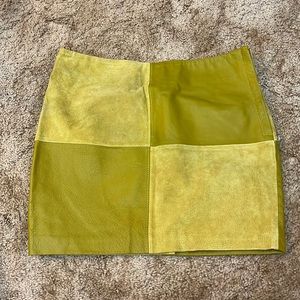 Green leather patchwork skirt size medium